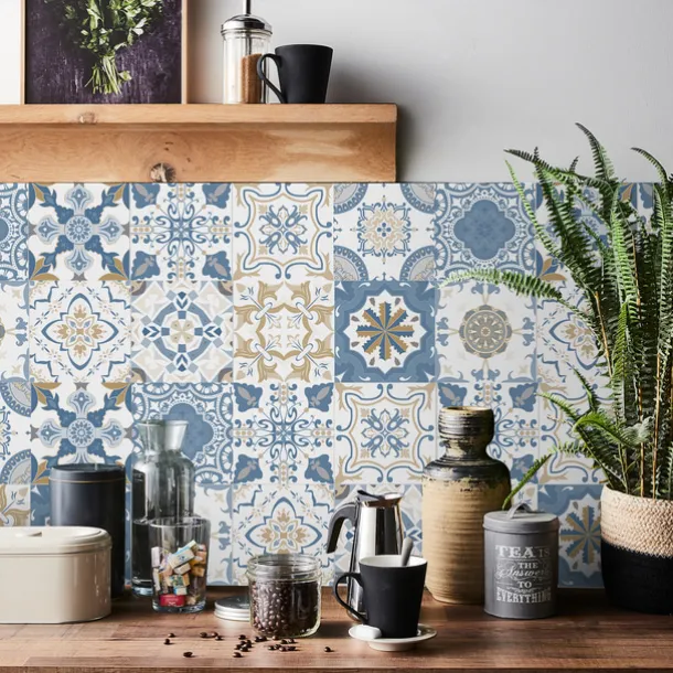 24/48pcs Self-adhesive Wall Stickers Waterproof Fashion Moroccan Tile Stickers Creative Kitchen Bathroom Living Room