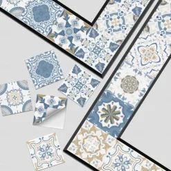 24/48pcs Self-adhesive Wall Stickers Waterproof Fashion Moroccan Tile Stickers Creative Kitchen Bathroom Living Room