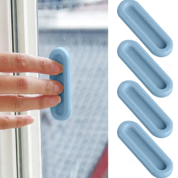 4pcs Self-Stick Instant Cabinet Drawer Handle Helper Auxiliary Kitchen Cabinet Door Window Handle Sticker Convenient Opening Stick-On Handles