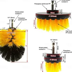 3PCs set Electric scrubber brush drill brush kit 2/3.5/4 ''plastic round cleaning brush for carpet glass car tires nylon brushes