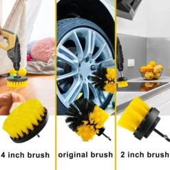3PCs set Electric scrubber brush drill brush kit 2/3.5/4 ''plastic round cleaning brush for carpet glass car tires nylon brushes