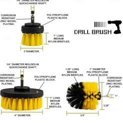 3PCs set Electric scrubber brush drill brush kit 2/3.5/4 ''plastic round cleaning brush for carpet glass car tires nylon brushes