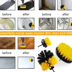 3PCs set Electric scrubber brush drill brush kit 2/3.5/4 ''plastic round cleaning brush for carpet glass car tires nylon brushes