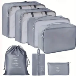 7pcs Set Travel Packing Cubes, Portable Mesh Luggage Storage Bag, Underwear Clothes Organizer Bag With Shoes Bag