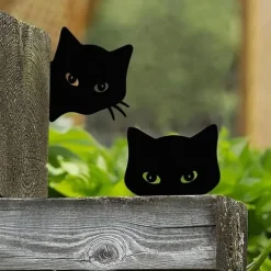 2pcs Silhouette Peeping Cat Metal Plug-in Garden Yard Art Halloween Decor Farmhouse Home Decor Outdoor Ornaments Decor Courtyard Lawn Gift Ideal For Cat Lovers