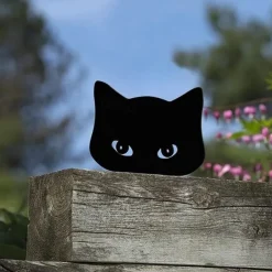 2pcs Silhouette Peeping Cat Metal Plug-in Garden Yard Art Halloween Decor Farmhouse Home Decor Outdoor Ornaments Decor Courtyard Lawn Gift Ideal For Cat Lovers