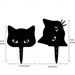 2pcs Silhouette Peeping Cat Metal Plug-in Garden Yard Art Halloween Decor Farmhouse Home Decor Outdoor Ornaments Decor Courtyard Lawn Gift Ideal For Cat Lovers