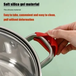 2PCS Silicone Pot Cover, Heat Insulation Pot Ear Clip, Anti Slip, Handle Bracket For Pans Plates, Cooking Tools, Kitchen Accessories