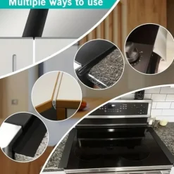 2pcs Silicone Stove Gap Cover Bathroom sink Kitchen Counter Gap Filler HeatResistant Oven Gap Filler Between Kitchen Appliances WashingMachine And Stovetop
