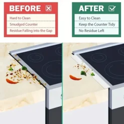 2pcs Silicone Stove Gap Cover Bathroom sink Kitchen Counter Gap Filler HeatResistant Oven Gap Filler Between Kitchen Appliances WashingMachine And Stovetop