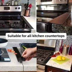 2pcs Silicone Stove Gap Cover Bathroom sink Kitchen Counter Gap Filler HeatResistant Oven Gap Filler Between Kitchen Appliances WashingMachine And Stovetop