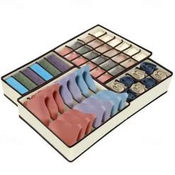 4pcs Socks Underwear Drawer Organizer Divider, ULG Washable Dresser Drawer Organizer Foldable Oxford Fabric Closet Organizers And Storage Boxes For Socks, Underwear, Ties, Belts