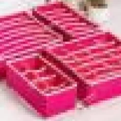 4pcs Socks Underwear Drawer Organizer Divider, ULG Washable Dresser Drawer Organizer Foldable Oxford Fabric Closet Organizers And Storage Boxes For Socks, Underwear, Ties, Belts