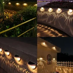 2/4pcs Solar Fence Light Outdoor Waterproof Wall Lights Solar Step Lights for Patio Fence Yard Garden Garage Deck Stairway Gate