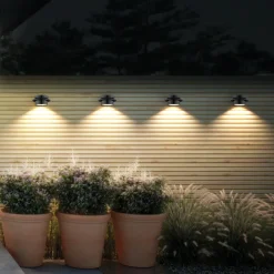 2/4pcs Solar Fence Light, Solar Gutter Light Outdoor 3LED Waterproof Deck Sink Wall Light, Garden Landscape Lighting Wall Light, Villa Decoration Light Porch Terrace Driveway Deck Stairs Lighting