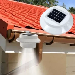 2/4pcs Solar Fence Light, Solar Gutter Light Outdoor 3LED Waterproof Deck Sink Wall Light, Garden Landscape Lighting Wall Light, Villa Decoration Light Porch Terrace Driveway Deck Stairs Lighting