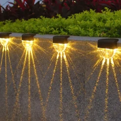 2/4pcs Solar Fence Lights Outdoor Deck Lights Warm White Waterproof RGB 2 Modes Garden Lights Villa Patio Decoration Landscape Fence Stair Lights