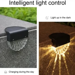 2/4pcs Solar Fence Lights Outdoor Deck Lights Warm White Waterproof RGB 2 Modes Garden Lights Villa Patio Decoration Landscape Fence Stair Lights