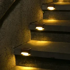 4pcs Solar Fence Lights Outdoor Waterproof Garden Light Courtyard Fence Steps Balcony Walkway Holiday Decoration Lighting Solar Night Lamp