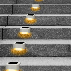 4pcs Solar Fence Lights Outdoor Waterproof Garden Light Courtyard Fence Steps Balcony Walkway Holiday Decoration Lighting Solar Night Lamp