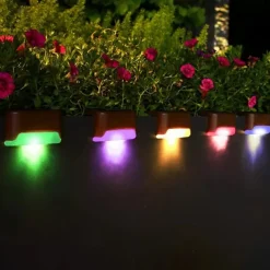 4pcs Solar Fence Lights Outdoor Waterproof Garden Light Courtyard Fence Steps Balcony Walkway Holiday Decoration Lighting Solar Night Lamp