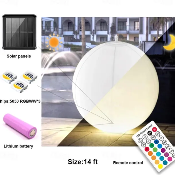2pcs Solar Floating Pool Lights Outdoor Solar Garden Light Inflatable Floating Ball Light Waterproof Color Changing LED Night Lamp