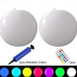 2pcs Solar Floating Pool Lights Outdoor Solar Garden Light Inflatable Floating Ball Light Waterproof Color Changing LED Night Lamp