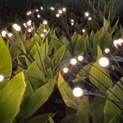 1/2pcs Solar Garden Lights Outdoor Firefly Starburst Swaying Lights Warm White Color Changing RGB Light for Yard Patio Pathway Decoration Swaying When Wind Blows
