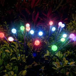 1/2pcs Solar Garden Lights Outdoor Firefly Starburst Swaying Lights Warm White Color Changing RGB Light for Yard Patio Pathway Decoration Swaying When Wind Blows