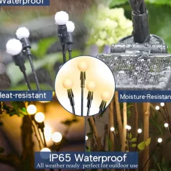 1/2pcs Solar Garden Lights Outdoor Firefly Starburst Swaying Lights Warm White Color Changing RGB Light for Yard Patio Pathway Decoration Swaying When Wind Blows