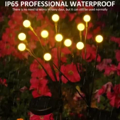 1/2pcs Solar Garden Lights Outdoor Firefly Starburst Swaying Lights Warm White Color Changing RGB Light for Yard Patio Pathway Decoration Swaying When Wind Blows