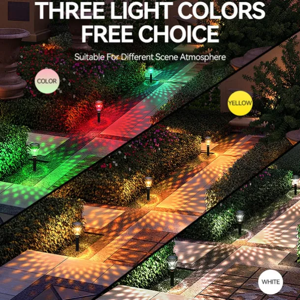 2/6pcs Solar Garden Pathway Lights Outdoor LED Lawn Lamp RGB Warm White Color for Garden Decor Landscape Lighting