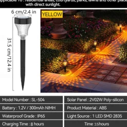 2/6pcs Solar Garden Pathway Lights Outdoor LED Lawn Lamp RGB Warm White Color for Garden Decor Landscape Lighting