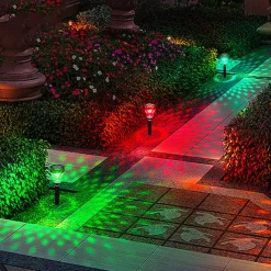 2/6pcs Solar Garden Pathway Lights Outdoor LED Lawn Lamp RGB Warm White Color for Garden Decor Landscape Lighting