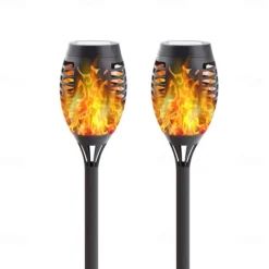 2/4pcs Solar Lights Outdoor Solar Torch Lights with Flickering Flame 12 LEDs for Halloween Decorations Waterpoof Landscape Auto On/Off Garden Patio Home Decoration Lantern