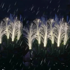 2PCS Solar Pathway Lights, Waterproof LED Bulrush Fiber Garden Lights for Christmas Outdoor Garden & Walkway Decor