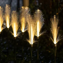 2PCS Solar Pathway Lights, Waterproof LED Bulrush Fiber Garden Lights for Christmas Outdoor Garden & Walkway Decor
