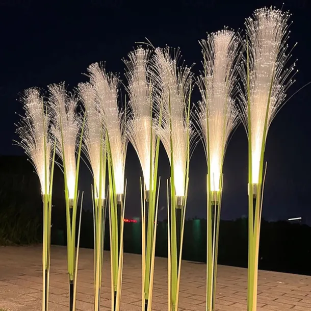 2PCS Solar Pathway Lights, Waterproof LED Bulrush Fiber Garden Lights for Christmas Outdoor Garden & Walkway Decor