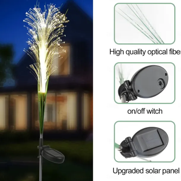 2PCS Solar Pathway Lights, Waterproof LED Bulrush Fiber Garden Lights for Christmas Outdoor Garden & Walkway Decor
