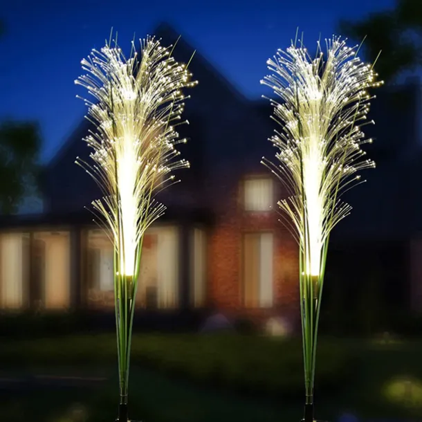 2PCS Solar Pathway Lights, Waterproof LED Bulrush Fiber Garden Lights for Christmas Outdoor Garden & Walkway Decor