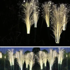 2PCS Solar Pathway Lights, Waterproof LED Bulrush Fiber Garden Lights for Christmas Outdoor Garden & Walkway Decor