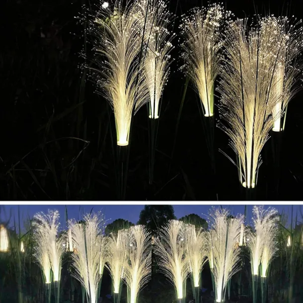 2PCS Solar Pathway Lights, Waterproof LED Bulrush Fiber Garden Lights for Christmas Outdoor Garden & Walkway Decor