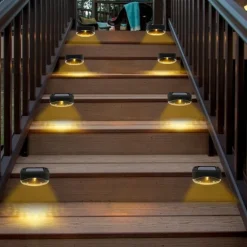 4/8pcs Solar Step Lights 5LED Outdoor Waterproof Garden Deck Lights Solar Fence Lights Garden Fence Yard Decoration Lighting Solar Deck Lights
