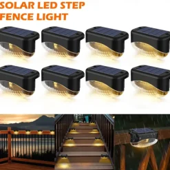 4/8pcs Solar Step Lights 5LED Outdoor Waterproof Garden Deck Lights Solar Fence Lights Garden Fence Yard Decoration Lighting Solar Deck Lights