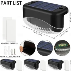 4/8pcs Solar Step Lights 5LED Outdoor Waterproof Garden Deck Lights Solar Fence Lights Garden Fence Yard Decoration Lighting Solar Deck Lights