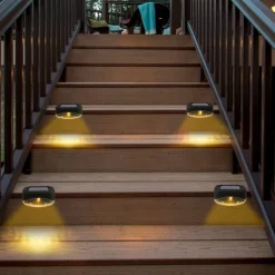 4/8pcs Solar Step Lights 5LED Outdoor Waterproof Garden Deck Lights Solar Fence Lights Garden Fence Yard Decoration Lighting Solar Deck Lights