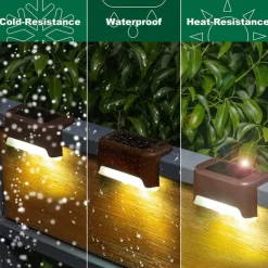 4pcs Solar Step Lights Outdoor LED Deck Stair Lights Waterproof LED for Garden Fence Step Railing Stairs Yard Patio Pathway Holiday Light