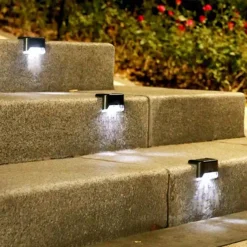 4pcs Solar Step Lights Outdoor LED Deck Stair Lights Waterproof LED for Garden Fence Step Railing Stairs Yard Patio Pathway Holiday Light