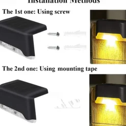 4pcs Solar Step Lights Outdoor LED Deck Stair Lights Waterproof LED for Garden Fence Step Railing Stairs Yard Patio Pathway Holiday Light