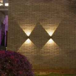 2pcs Solar Wall Lights 2 Modes Lighting Outdoor Waterproof Up and Down Luminous Lighting Garden Decoration Solar Light Stair Fence Solar Landscape Lights